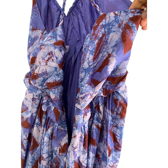 Anthropologie S Halter Dress Ruffle NWOT Lined RGG10693 Maxi $228 v-neck - Picture 9 of 11